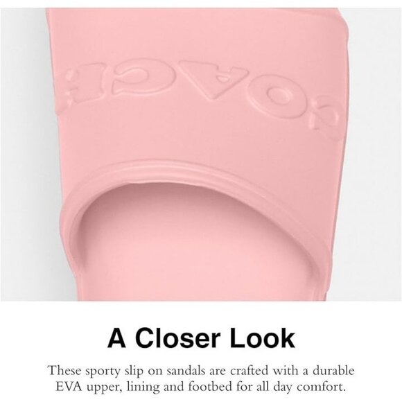 Coach Women's Size 8 Pink Jesse Rubber Slide Slide Sandal Water Resistant - Picture 4 of 4
